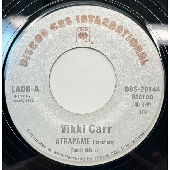Vikki Carr Atrapame (Ranchera) / Poquito A Poco 45 Latin Discos CBS 20144 1985 - Picture 1 of 4
